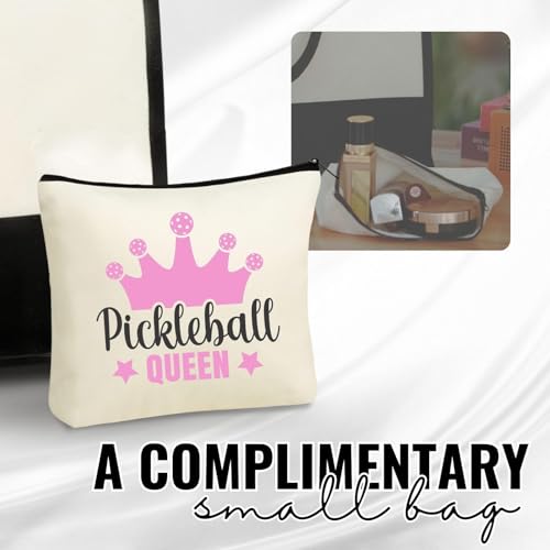 Image of InnoBeta Pickleball Gifts for Women Canvas Tote Stuff Bag with Top Zipper, Shoulder Strap