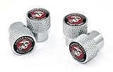 Elektroplate US Marines Valve Cap Universal Fit Chrome Knurling 4-Pack