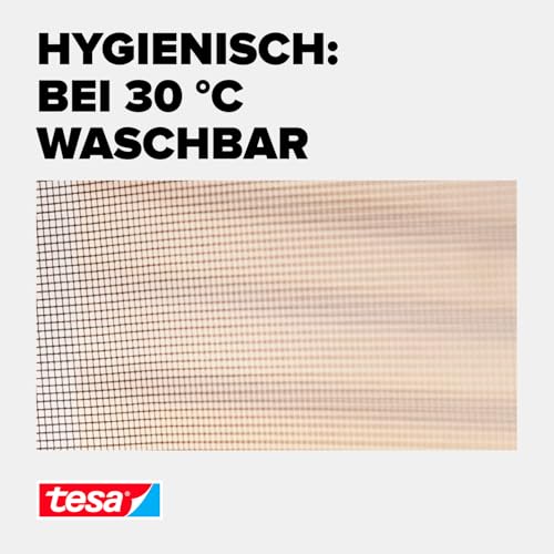 tesa Insect Stop Standard Fliegengitter für Fenster - Insektenschutz zuschneidbar - Mückenschutz ohne Bohren - 1 x Fliegen Netz - 130 cm x 150 cm - Anthrazit
