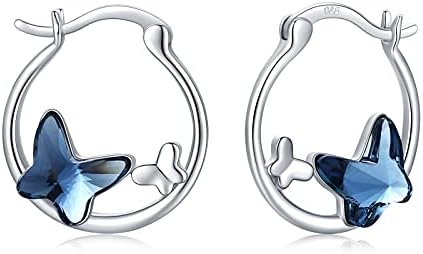 Hypoallergenic Girls Animal Hoop Earrings 925 Sterling Silver Koala Butterfly Turtle Dolphin Snake Frog Cat Huggie Hoop Earrings Jewelry Gifts for Women Girls Daughter