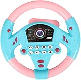 Lausixy Steering Wheel Toy, Simulated Driving Controller with Light and Music, Electric Early Learning Educational Sounding Toy Pretend Driving Seat Toys