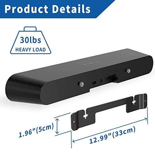 Yibracki Heavy Duty Soundbar Mount for Sonos Ray Wall Mount - Floating Sound Bar Mounts for Sonos Ray Mount Under TV Mounting Bracket Easy to Install, Black - Thumbnail 5