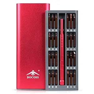 DOCOSS 25 in 1 Precision Magnetic Screw driver tool kit For Mobile Phone, Laptop and Househlold Repair With with S2 Copper Bit Set - Red
