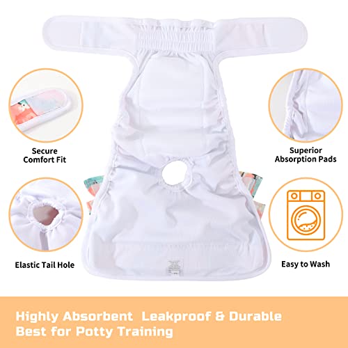 Image of Washable Dog Diapers Female 3 Pack Reusable Highly Absorbent Doggie Diapers, Flexible Doggy Diapers Female Durable Leak-Proof Diapers for Dog Period Heat Incontinence Potty Training, Medium