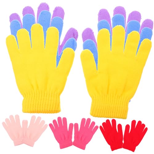 PartyKindom 6 Pairs Boys and Girls Mittens Thickened Fleece Warm Gloves Non-skid Mittens for Winter Outdoor Use