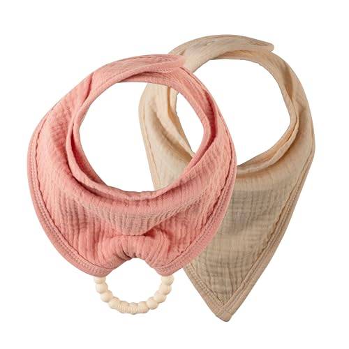 Image of Dr. Brown's Muslin Bandana Bibs with Snap-On Removable Beaded Teether