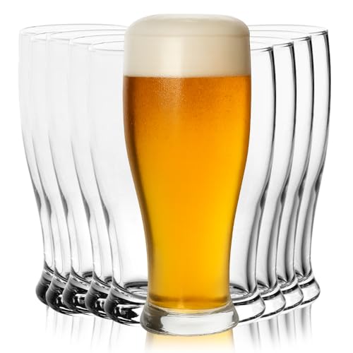 Set 4/6/12 Bicchieri Alti per Birra - Vetro Trasparente, 330 ml, Eleganti, Calici Adatti per Birra e Cocktail - Diametro 6,5x16,5H cm (12, Trasparente, 6,5 x 16,5 CM)