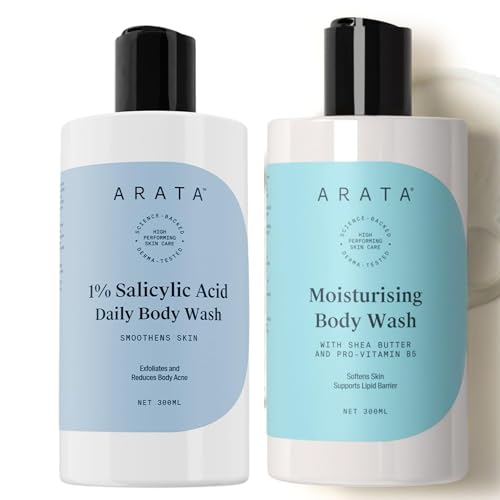Image of Arata 1% Salicylic Acid Body Wash for Bacne, Bumpy & Strawberry Skin | Exfoliates, Cleanses & Smoothens | Moisturising Shea Butter & Glycerine | Paraben & Silicone-Free | For All Skin Types | 300ml