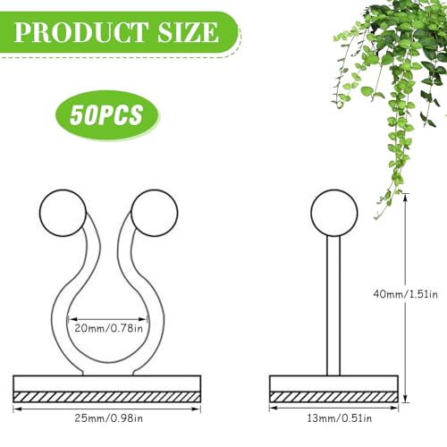 GMMG Pflanzenclips Kletterpflanzen Pflanzen Wand Clip Selbstklebender Befestigung Clip Pflanzenklammern Klein kletterpflanzen Clips Wandbefestigungs Clips für Gardening Plant Support(50 Pcs)