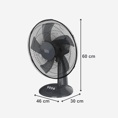Ventilateur de table 3 vitesses noir oscillant 45W 5 pales - 8