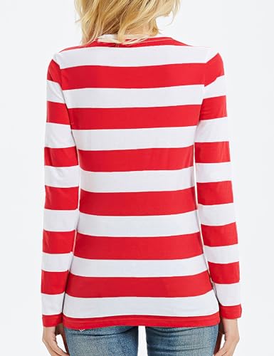 Zecmos Long Sleeve T Shirt Women Striped Tee Crew Neck Wide Stripes Tops Casual2