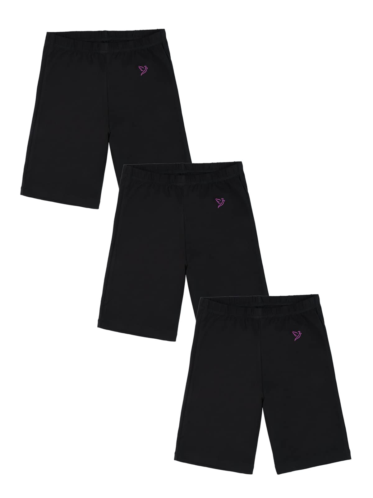 TWIN BIRDS Cotton Stretchable Solid Coloured Skinny Fit Knee Length Yoga/Cycling/Sports Shorts for Girls