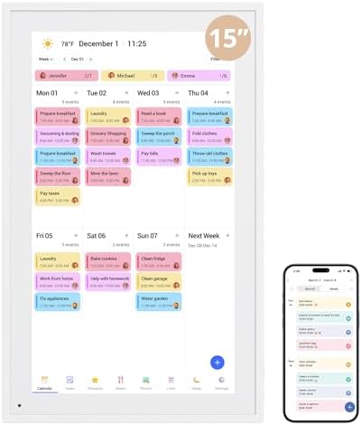 Digital Calendar 15.6" Chore Chart – 1080P Full HD Interactive To...