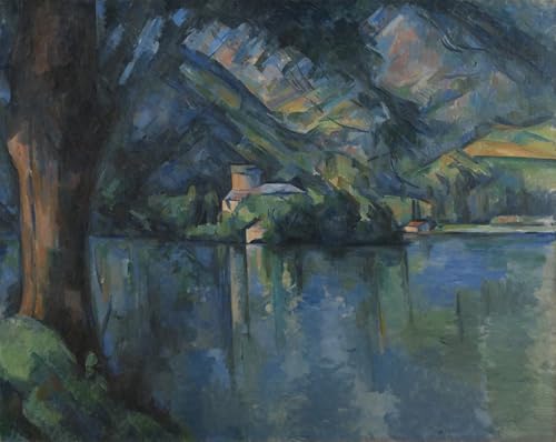 Cuadro Pintura al óleo El lago Dannecy 60x90cm para Decoraciones del Hogar