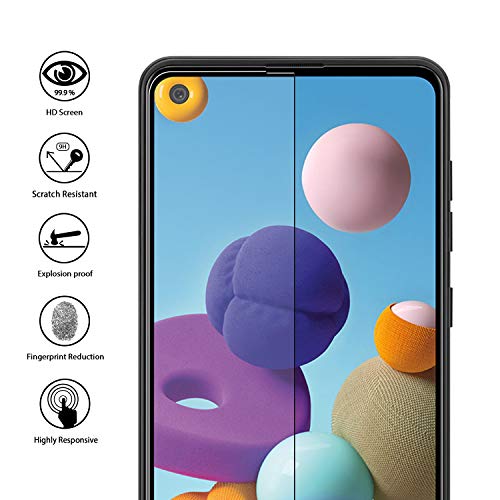 Orzero (3 Pack) Tempered Glass Screen Protector Compatible For Samsung Galaxy A21S (Full Adhesive), 2.5D Arc Edges 9 Hardness Hd Anti-Scratch Full-Coverage (Lifetime Replacement) #TOP1