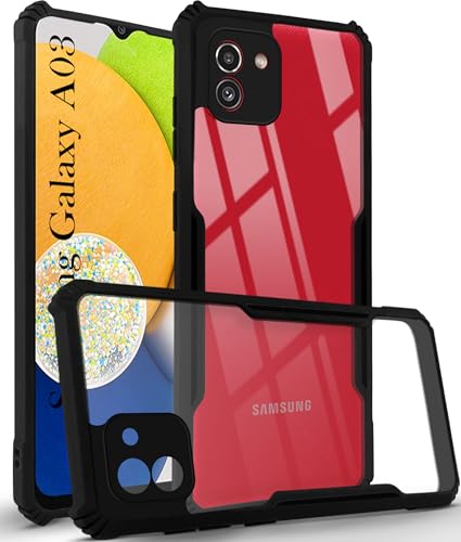 Image of Jkobi Hybrid Back Cover Case for Samsung Galaxy A03 (Shockproof with Polycarbonate Clear Panel | Professional Black)