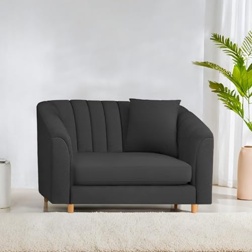 Image of Casaliving Doraldo 1 Seater Sofa Set for Living Room (Black Colour) Premium Fabric Sofa