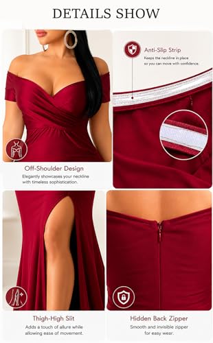 Image of Fooullaide Women Sexy Off Shoulder Elegant V Neck Wrap Formal Evening Gowns