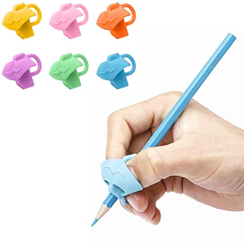 Kiwochy 6PCS Pencil Grips Children Pencil Holder Writing Aid Grip Trainer Ergonomic Training Pen Grip Posture Correction Tool for Kids Preschoolers Adults Students 6 Colors
