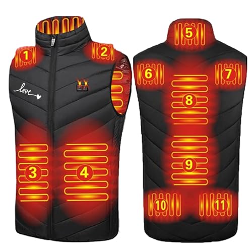 Gilet Chauffant Polaire Sans Manche Homme Femme Avec Batterie Externe Incluse Veste Chauffante Polaire éLectrique 11 Zones de Chaleur Manteau Polaire Chauffant Hiver Pour Moto Chasse RandonnéE