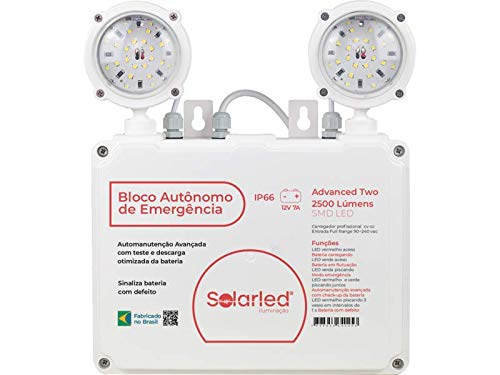 Luminária de Emergência Profissional IP66 SolarLED ADVANCED TWO 2500 Lúmens - Auto Manutenção Avança