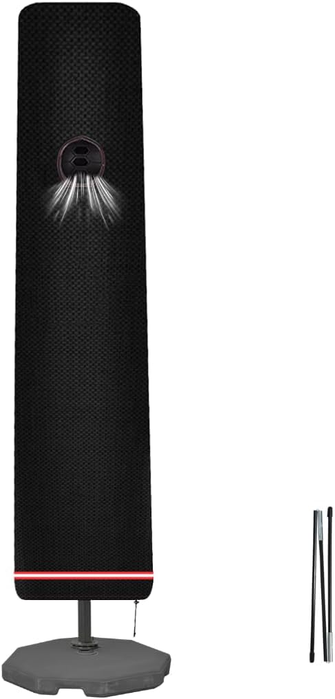 Turtle Life Umbrella Cover, Patio Fade-Resistant Waterproof Dustproof Parasol Covers with Zipper and Rod for 9ft to 13ft Outdoor Umbrella, Protective Garden Market Parasol Covers, XX-Large, Black