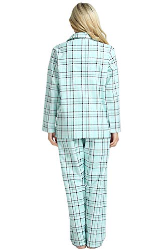 GLOBAL Comfy Pajamas for Women 2-Piece Warm and Cozy Flannel Pj Set of Sleepwear Button Front Top Pants