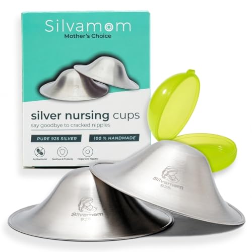 Image of Silvamom® 925 Pure Silver Nursing Cups – Silver Nipple Shields for Breastfeeding Moms – Soothes & Protects - Breastfeeding Essentials (Regular)