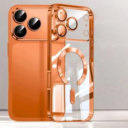 �������b�L�J�����ی�N���A�\�t�gTPU�}�O�l�b�g���X�}�z�P�[�XiPhone 17 16 15 14 13 12 Pro Max 17 Air 15 Plus�J�o�[�A�I�����W�AiPhone 17 Pro Max�p