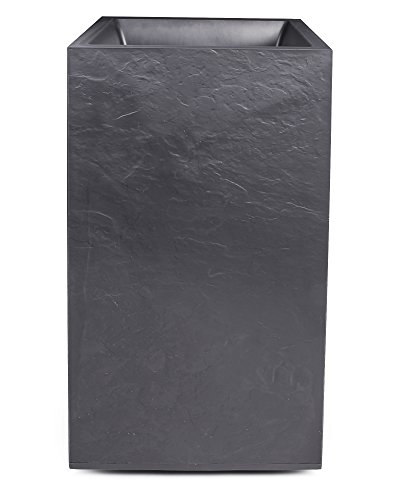 Ondis24 Pflanzkübel Blumentopf Vulkan Säule Schiefer Optik mit Wasserspeicher 30 Liter
