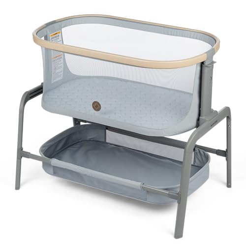 Maxi-Cosi Iora Baby Bassinets Bedside Sleeper, Portable Bassinet, Infant Bedside Sleeper Crib, Height Adjustable, Breathable Mesh, Large Storage Basket, Classic Slate by Maxi-Cosi - Used condition - US$192.65