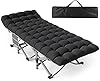 ZENPETIO Camping Cot for Adults, Heavy-Duty Portable Cot Bed with Mattress, Foldable Padded Sleeping Cots for Camping Travel Tent Day Bed Outdoor & Home Guest, Max Load 500 LBS, 75x28x15”