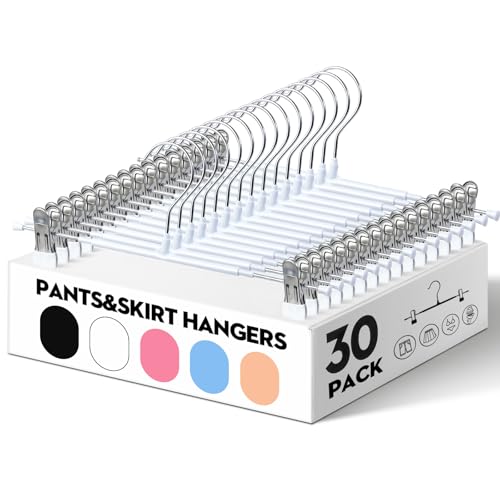 HUADYMEET 30 Pack 12Inch Pants Hangers with Clips,Metal Trouser Hanger