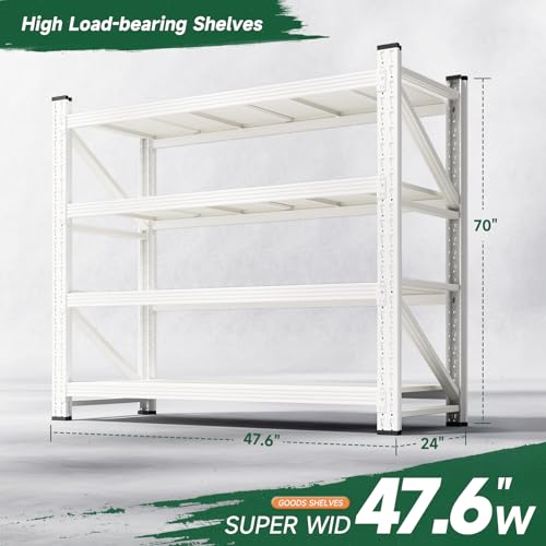 Image of Letaya 3000LBS Storage Shelves Heavy Duty,70 inch H Garage Shelving Units, 4 Tier Adjustable Utility Rack Shelf,Large Metal Industrial Shelves,for Shop,Warehouse,Basement (48 inch W x 24 inch D x 70 inch H)