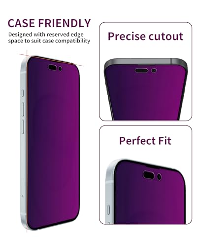 Image of 2 Pack Privacy Screen Protector for iPhone 16 Tempered Glass 6.1inch Private Saver Anti-Spy Eye Protection Anti-Scratch Full Coverage