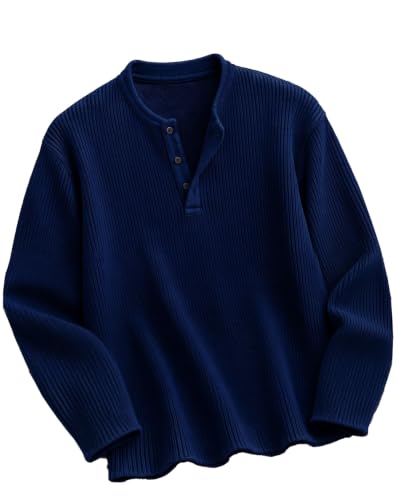 Image of AUSK Men's Premium Frill Texture Henley T Shirts || Full Sleeve Cotton Blend Casual T Shirt || Regular Fit T Shirts for Men || Ideal, Travel & Office Wear