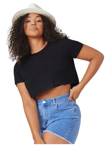 Floerns Women's Plus Size 2 Pcs Basic Short Sleeve Solid Crop Tops Tee Shirts4