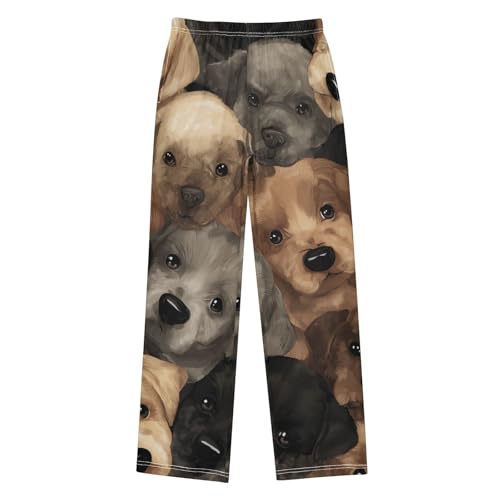ZZXXB Lovely Puppy Dogs Boys Long Pants Soft Trousers Elastic Waist Kids Lounge Bottoms with Pockets S-XL