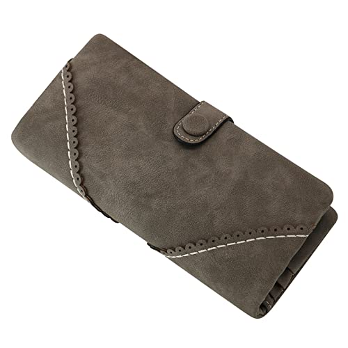 Image of Bird&Fish Women Vegan Leather Wallet Bifold Clutch Large Capacity Card Organizer Buckle Long Purse for Girls Candy Color