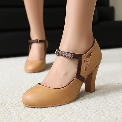 Women's Mary Jane Vintage Close Round Toe Vintage 1950s Heels Retro 1920s Victorian Pumps Anckle Straps 1930s Shoes3