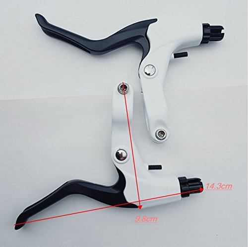 Bluesunshine 1 Pair Universal Full Aluminum Alloy Bicycle Brake Handle Mountain Road Bike V-Type Brake Lever 2.2Cm Diameter (Black & White) #TOP3
