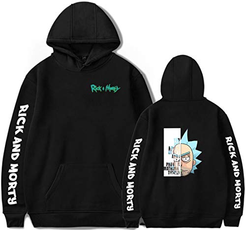 PADOLA Men's Rick and Morty Hoodie Hooded Sweatshirts Long Sleeve Cartoon Print Pullover (L,0 Grandpa)