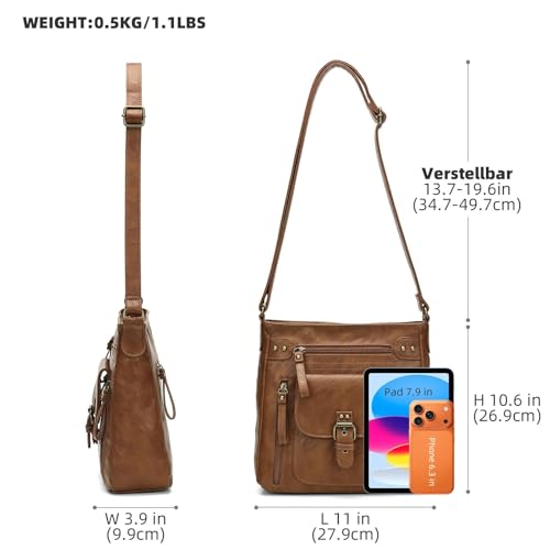 Image of Crossbody Bags for Women Medium PU Leather Multi Pocket Shoulder Purses