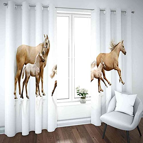 Rideau chambre occultant à oeillets imprimé chevaux 3D - 4