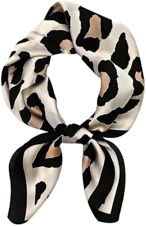 Ruvan Knitterfreies Seidentuch Damen Leopardenmuster 70x70cm - Seidig Weiches Halstuch - Vielseitiges Accessoire Für Haare & Taschen - Moderner Leo-Print Elegant & Pflegeleicht