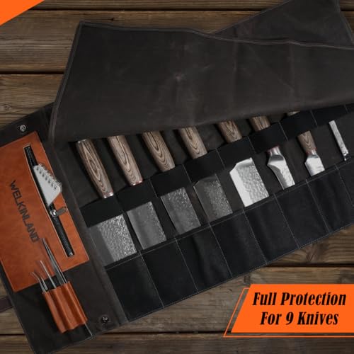 WELKINLAND 13-Pocket Canvas Leather Roll