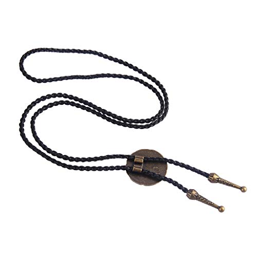 Image of GelConnie Bolo Ties for Men Women Western Cowboy Tie Mens Western Necklace Leather Necktie Gold Bolero Tie Cowboy Necklace