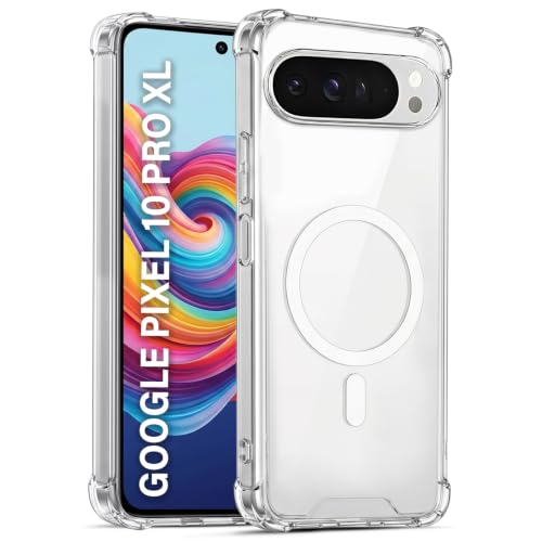 Image of TRUEUPGRADE Back Cover for Google Pixel 10 Pro XL Non Mag-Safe Transparent PC + TPU Bumper Case with Magnetic Print Shockproof Protection (Transparent Mag-Safe)