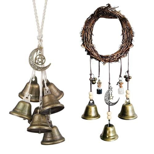Image of 2 PCS Witch Bells, Witchcraft Supplies for Spiritual Protection, Wind Chimes for Garden, Unique Hanging Bells for Home, Witchcraft Decor and Witch Gifts