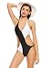 Women's One Piece Cross Double Colored Padded Push Up Halter Bikini Swimsuit